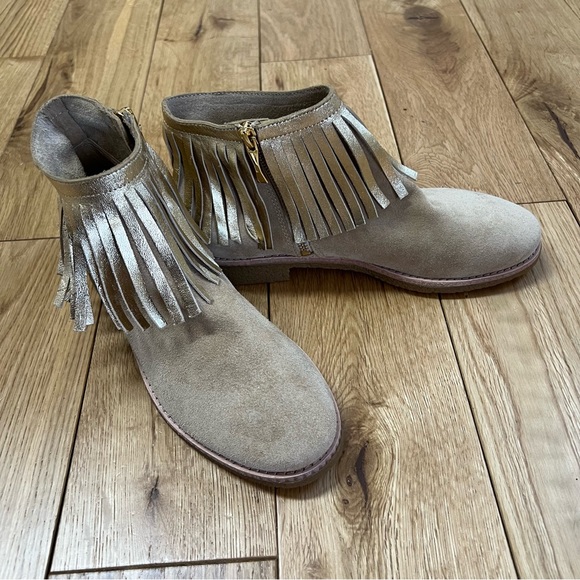 Kate Spade Saks Fifth Gold Fringe Suede Booties - Picture 3 of 13